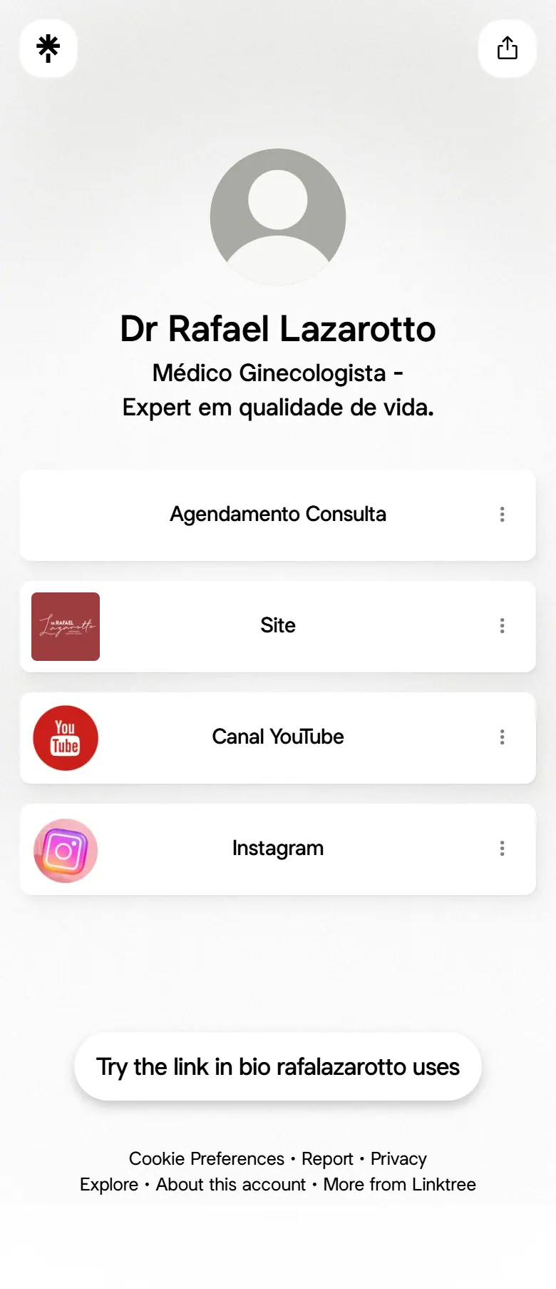 O Linktree do Dr. Rafael Lazarotto