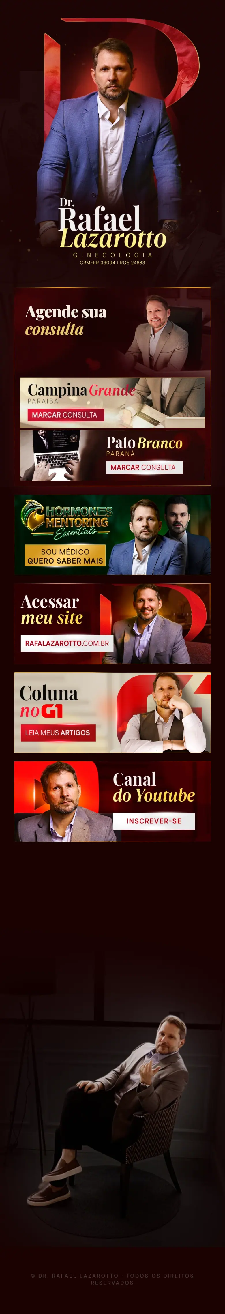 A bio do Dr. Rafael Lazarotto no domínio dele